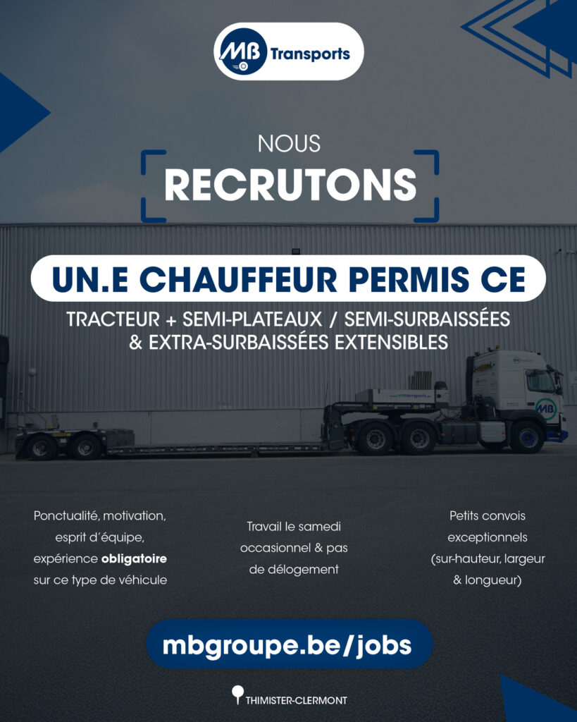 Offre job pour un chauffeur CE chez MB Groupe