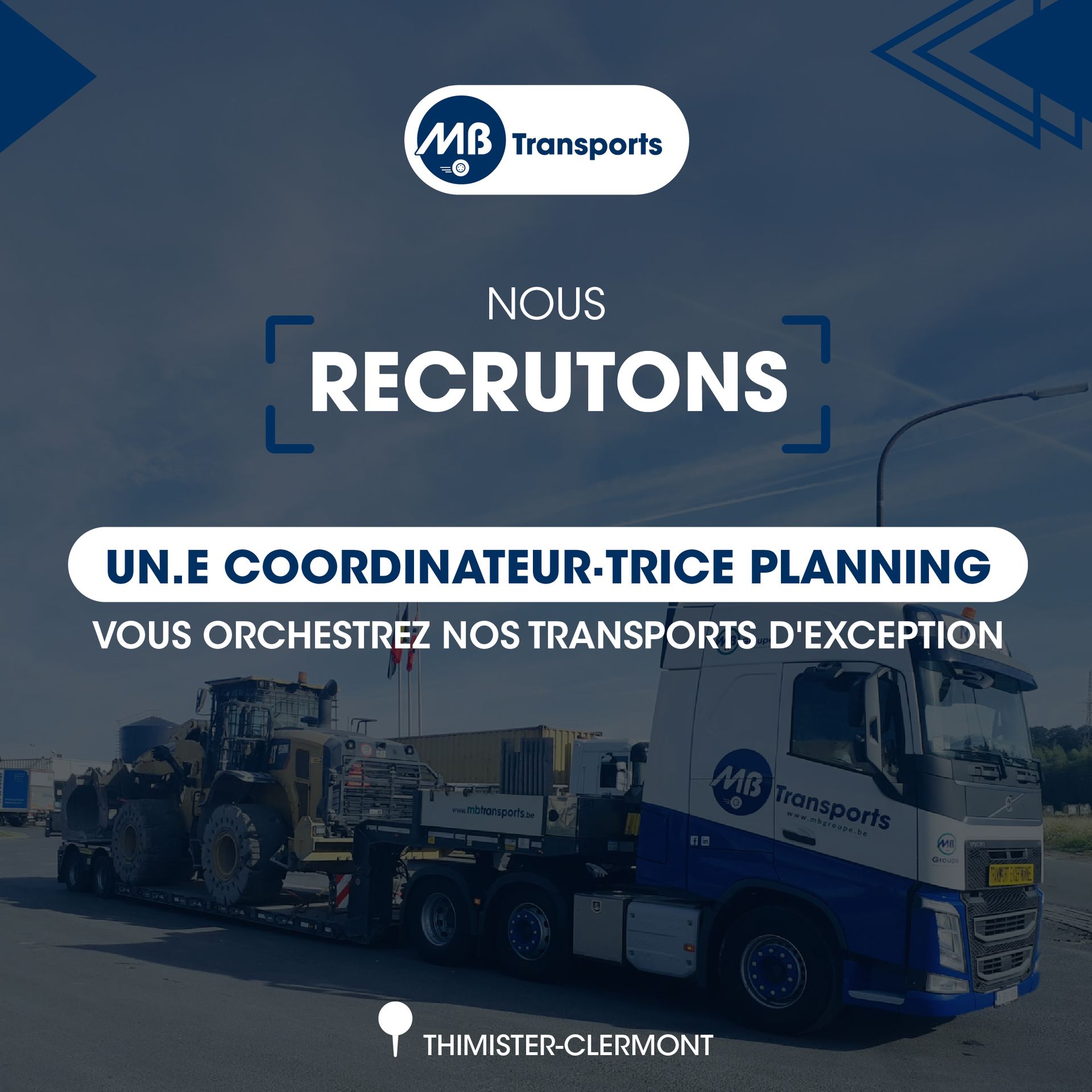 MB Transports recrute un·e Coordinateur·trice Planning Transport (H/F/X)