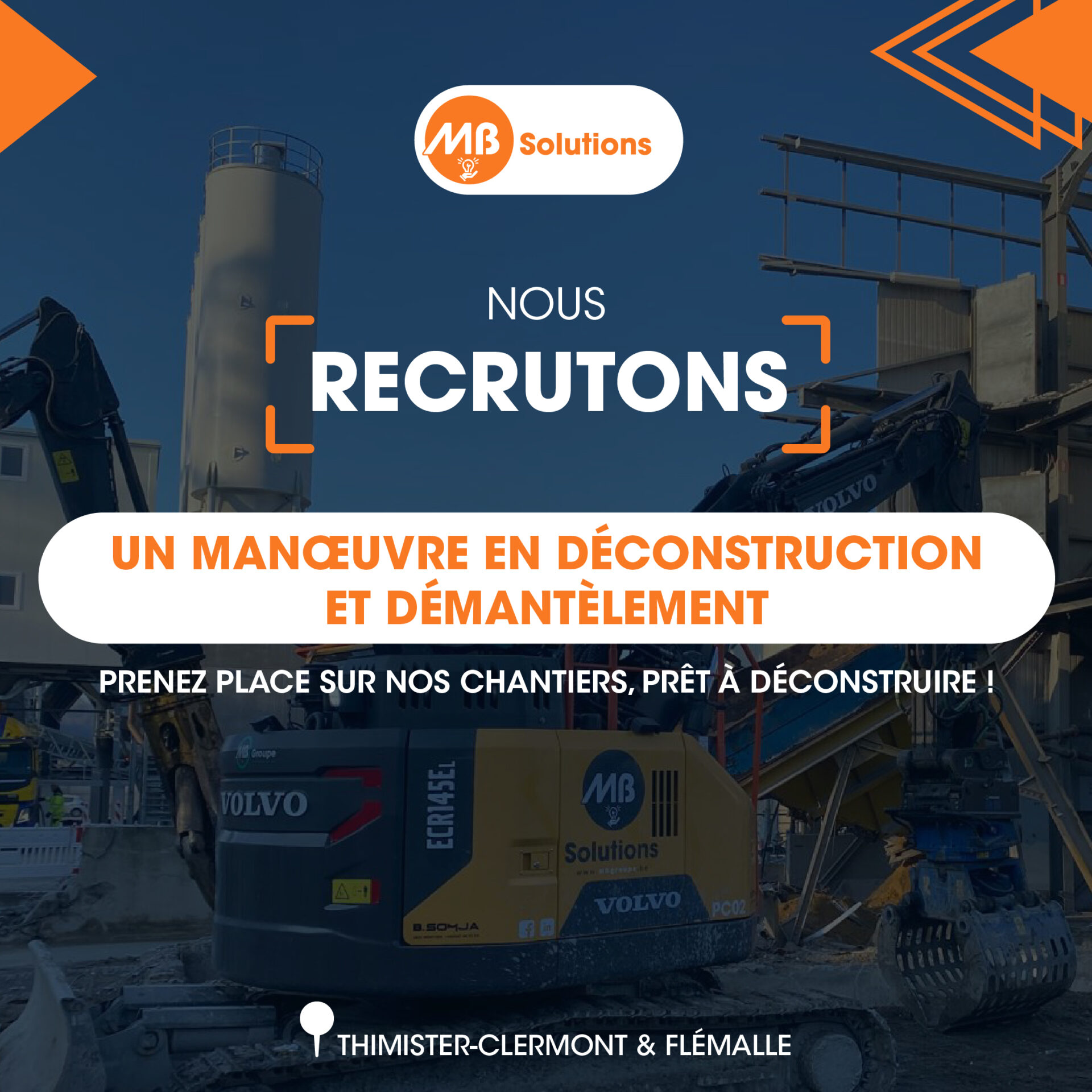 MB Solutions recrute un manoeuvre en déconstruction et démantèlement