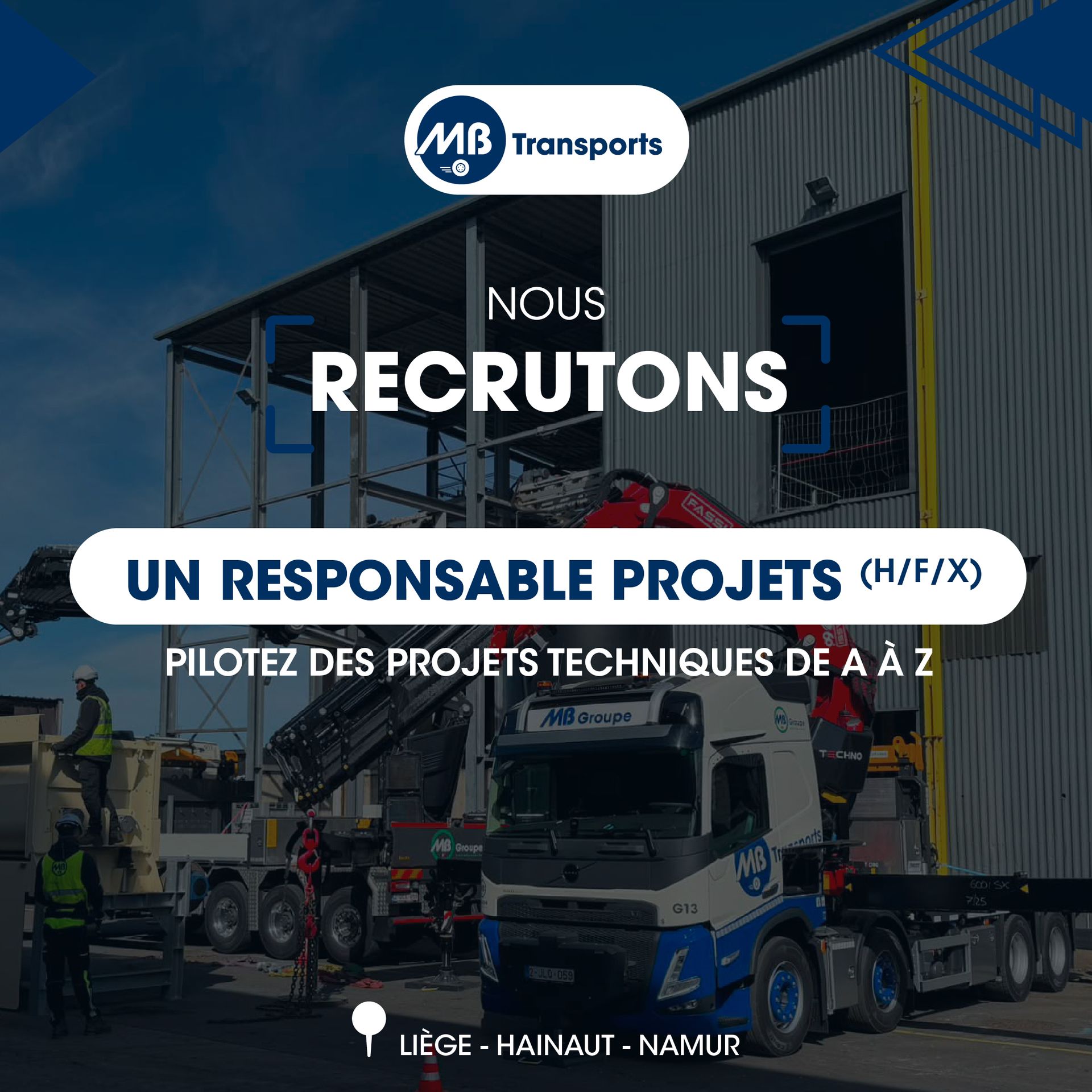 MB Transports recrute un Responsable Projets (H/F/X)