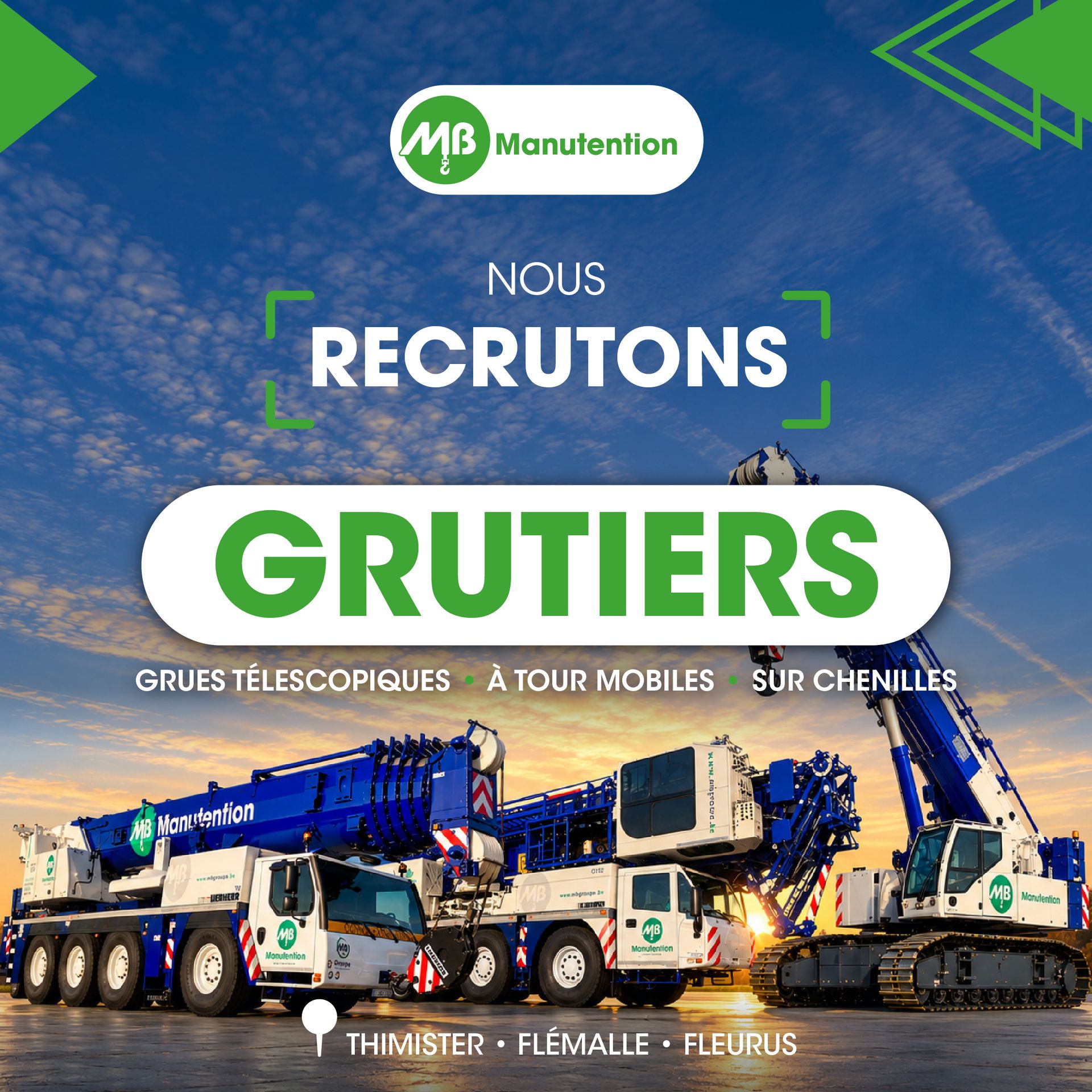 MB Manutention recrute des grutiers (H/F/X)