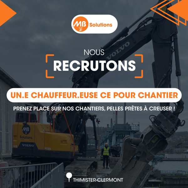 MB Solutions recrute un·e chauffeur·euse CE pour chantier (H/F/X)