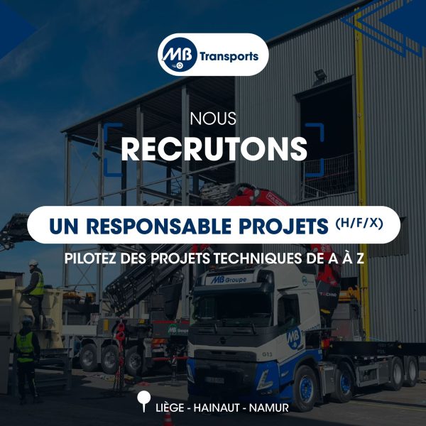 MB Transports recrute un Responsable Projets (H/F/X)